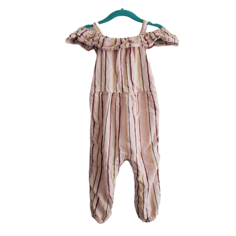 Carter's 18M Pink Striped Cold Shoulder Jumpsuit Romper One Piece Boho‎